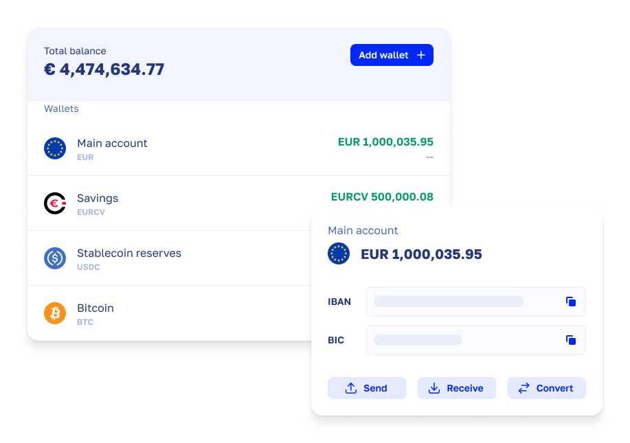 Crypto Euro IBAN account